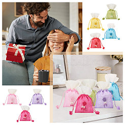 7Pcs 7 Colors 3D Floral Embroidery Cloth Drawstring Bags&nbsp;ABAG-PH0001-93