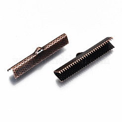 アイアン製カシメリボン止めエンドパーツ  赤銅鉱  8x35mm  穴：1mm&nbsp;IFIN-R228-09R