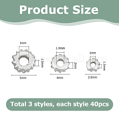 120個3スタイル真鍮ビーズ  長持ちメッキ  段ボール  925銀メッキ  2.5~5x1.5~2mm  穴：1~1.8mm  40個/スタイル&nbsp;KK-HS0015-40