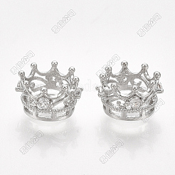 Brass with Clear Cubic Zirconia Crown European Beads&nbsp;KK-T035-122-M