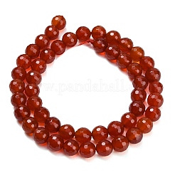 天然石カーネリアンビーズ連売り  多面カット  ラウンド  8mm  穴：1mm  約47~48個/連  15.16''（38.5センチメートル）&nbsp;G-C280-B10-8mm