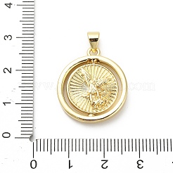真鍮チャーム  聖ミカエルと一緒に回る  ゴールドカラー  23x20x3~4mm  穴：3.5x4.5mm&nbsp;KK-D011-01B-G