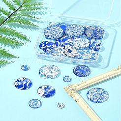 40Pcs 5 Styles Printed Glass Cabochons&nbsp;GGLA-FS0001-11