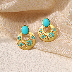 Zinc Alloy Resin Stud Earrings&nbsp;FS-WG97014-01