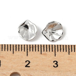 真鍮の蓮の葉のチャーム  プラチナ  8x7.5x2mm  穴：0.8mm&nbsp;KK-V015-19P
