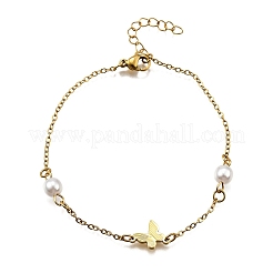 304 Stainless Steel Butterfly Link Bracelets&nbsp;BJEW-C098-01C-G