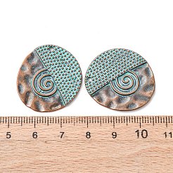 合金のチベット風チャーム  赤い銅と緑の緑青  シェル形状  27x25x1.5mm  穴：1.4mm&nbsp;X-FIND-B055-02N