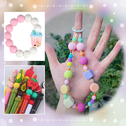 DIY Round & Milk Tea & Donuts Silicone Beadable Pen Making Kits&nbsp;DIY-PH0023-08