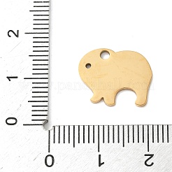 304ステンレスペンダント  象のチャーム  18KGP本金メッキ  12.5x15.5x1mm  穴：1.8mm&nbsp;KK-D503-24G