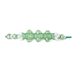 電気メッキガラスビーズ編みビーズブレスレット  女性用ナイロン糸編みブレスレット  花  多面カット  ミディアムシーグリーン  内径：5/8~3-1/2インチ（1.5~9cm）&nbsp;BJEW-MZ00183-04