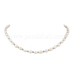 Natural Cultured Freshwater Pearl Rice Beaded Necklaces&nbsp;NJEW-JN05703
