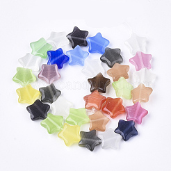 キャッツアイビーズ連売り  スター  ミックスカラー  11~12x12~12.5x3.5mm  穴：0.8mm  約32個/連  13.1インチ&nbsp;X-GLAA-S184-03