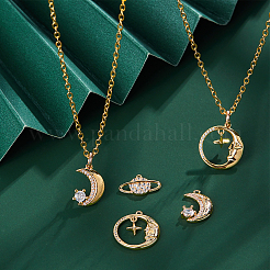 6Pcs 3 Styles Brass Micro Pave Clear Cubic Zirconia Pendants&nbsp;KK-BBC0001-50