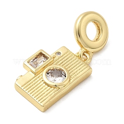 Brass Pave Clear Cubic Zirconia European Dangle Charms&nbsp;KK-C137-15G