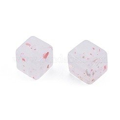 マーブルストーン風不透明アクリルビーズ  キューブ  ミックスカラー  8~9x7~8x7~8mm  穴：2mm&nbsp;OACR-G009-11