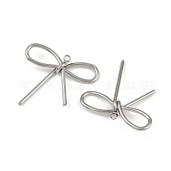 304ステンレスペンダント  ちょう結びチャーム  変色防止  ステンレス鋼色  28.5x30.5x6.5mm  穴：1.8mm&nbsp;STAS-I342-01P