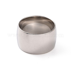 変色しない201ステンレススチール製ワイドプレーンバンドリング、女性用  ステンレス鋼色  内径：17mm&nbsp;RJEW-I089-35P