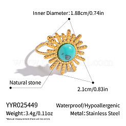 304ステンレススチール製、宝石付きカフオープンリング（女性用）  太陽  PVD真空メッキ  長持ちメッキ  21mm  内径：18.8mm&nbsp;OK7494-2