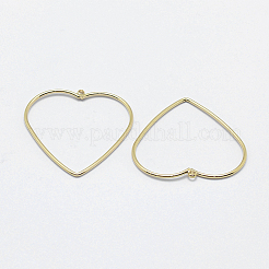 真鍮チャーム  長持ちメッキ  18KGP本金メッキ  ニッケルフリー  オープンハート  27x26x1mm  穴：1mm&nbsp;KK-F727-28G-NF