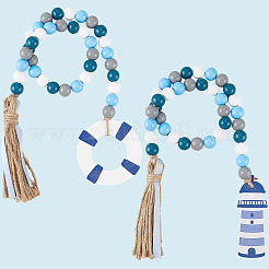 2Pcs 2 Styles Wood Beaded Hanging Ornaments&nbsp;HJEW-GF0001-56B
