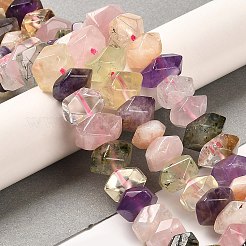 天然混合クォーツビーズ連売り  多面カット  ナゲット  10~11x8~10x7~8mm  穴：1mm  約22~23個/連  7.09~7.48''（18~19センチメートル）&nbsp;G-N327-05-23