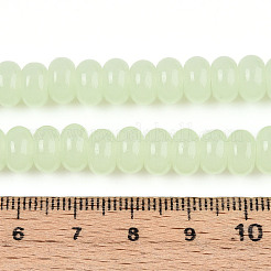 模造ヒスイのガラスビーズ  ロンデル  薄緑  8~8.5x4.5~5mm  穴：1.2mm  約75~77個/連  14.96インチ（38cm）&nbsp;GLAA-ZX008-8mm-17D