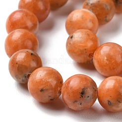 天然オレンジ方解石ビーズ連売り  ラウンド  オレンジ  8~8.5mm  穴：1mm  約48個/連  15.16~15.35インチ（38.5~39cm）&nbsp;G-E576-74D
