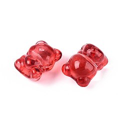 ベーキングペイント透明ガラスビーズ  ハートで耐える  レッド  20~20.5x14.5~15x13.5~14mm  穴：1.5~1.6mm&nbsp;DGLA-N018-02F
