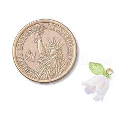 5個透明アクリルパーツ  ユリの花のチャーム  ゴールドカラー  12.5x13.5x11mm  穴：1.8mm&nbsp;PALLOY-JF04703-01