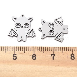 ステンレスペンダント201個  レーザー切断  バットチャーム  ステンレス鋼色  16x15x1mm  穴：1mm&nbsp;STAS-V001-05
