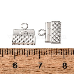 304ステンレススチールチャーム  ステンレス鋼色  バッグ  9.5x9.5x1.8mm  穴：1.8mm&nbsp;STAS-Z167-02P-09
