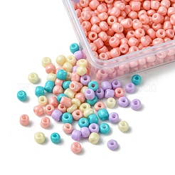 800個、4種類のスタイル、ミックススタイル、ガラスラウンドシードビーズ8/0個  ミックスカラー  3~3.5x2mm  穴：1~1.2mm  200個/スタイル&nbsp;SEED-FS0001-18C