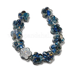 天然の染色されたインペリアルジャスパーと樹脂ビーズの連売り  花  藤紫色  15x16x5.5mm  穴：1.2mm  約12個/連  8.46''（21.5センチメートル）&nbsp;G-G083-G07-01