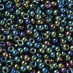 Fgb 6/0グレードAラウンドガラスシードビーズ  メタリックカラーアイリス  マルチカラーメッキ  6/0  4x3mm  穴：1mm  約4800個/ポンド&nbsp;SEED-A022-F6-605