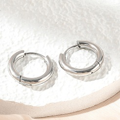 変色しにくい201ステンレススチールフープピアス  304ステンレスピン付き  リング  ステンレス鋼色  15x2.5mm  ピン：0.8mm&nbsp;X-MAK-R021-15mm