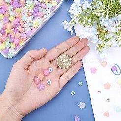 蓄光アクリルビーズ  暗闇で光る  混合図形  ミックスカラー  9.5mm  穴：2.5mm  600個/箱&nbsp;TACR-NB0001-06