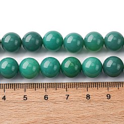 天然グリーンオニキスアゲート（染色・加熱）ビーズ連売り  ラウンド  10mm  穴：0.6mm  約39個/連  15.63''（39.7センチメートル）&nbsp;G-K393-A03-10mm