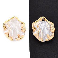 アクリルパーツ  ゴールドライン入り  葉  乳白色  19.5x17x5mm  穴：1.5mm  約1250個/500g&nbsp;SACR-T017-06A