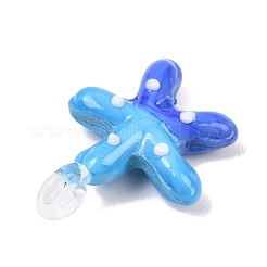 ガラスチャーム  ヒトデのチャーム  ディープスカイブルー  29~31x25~26x8.5mm  穴：3.5~4x2.3~4mm&nbsp;GLAA-A042-01A-01