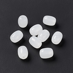 不透明なガラスビーズ  バレル  ホワイト  10x8mm  穴：1.6mm&nbsp;GLAA-F117-06D