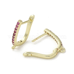 Brass Micro Pave Cubic Zirconia Hoop Earring Findings&nbsp;KK-C048-11G