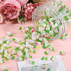 240個 8色 ABSプラスチック模造真珠ペンダント  チューリップ  アクリルと  ミックスカラー  15mm  穴：2mm  30個/カラー&nbsp;PALLOY-CA00026