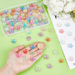 140 個 7 色のアクリルビーズキャップ  5  - 花びらの花  ミックスカラー  17.5x18x5mm  穴：1.2mm  20個/カラー&nbsp;OACR-ME0001-11
