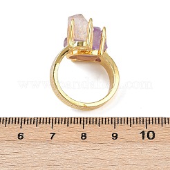 天然アメジストのナゲットオープンカフリング  女性のための真鍮の調節可能なリング  長持ちメッキ  ゴールドカラー  ゴールドカラー  18~22mm  内径：17.5~18mm&nbsp;RJEW-K286-12G-04