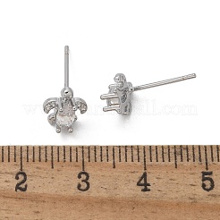 Brass & Clear Cubic Zirconia & Glass Stud Earrings&nbsp;EJEW-Q014-15P