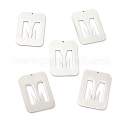 変色しない304ステンレススチールペンダント  アルファベットの長方形  中空  文字.m  32x22x1mm  穴：1.5mm&nbsp;STAS-K216-49M-P
