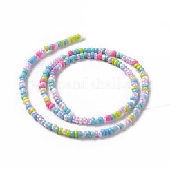 ガラスシードビーズ連売り  丸い穴  ラウンド  カラフル  2.5~3x1.8~2.5mm  穴：1mm  約191~200個/連  16.06~16.26インチ（40.8~41.3cm）&nbsp;LAMP-B021-04H
