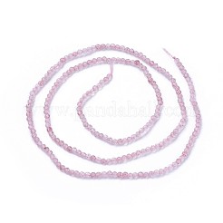 天然石ストロベリークォーツビーズ連売り  多面カット  ラウンド  フラミンゴ  2~2.5mm  穴：0.5mm  約180~200個/連  14.5~16.1インチ（37~41cm）&nbsp;G-F619-16A-2mm