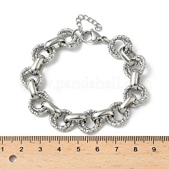 女性用304ステンレススチールローロチェーンブレスレット  ステンレス鋼色  7-1/4インチ（18.3cm）&nbsp;BJEW-S176-01P-B