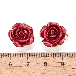 ラックメッキ合金ペンダント  abs樹脂  カドミウムフリー＆鉛フリー  花バラ  暗赤色  ライトゴールド  15~18x14.5x8mm  穴：1.5mm&nbsp;X-PALLOY-S132-137-RS
